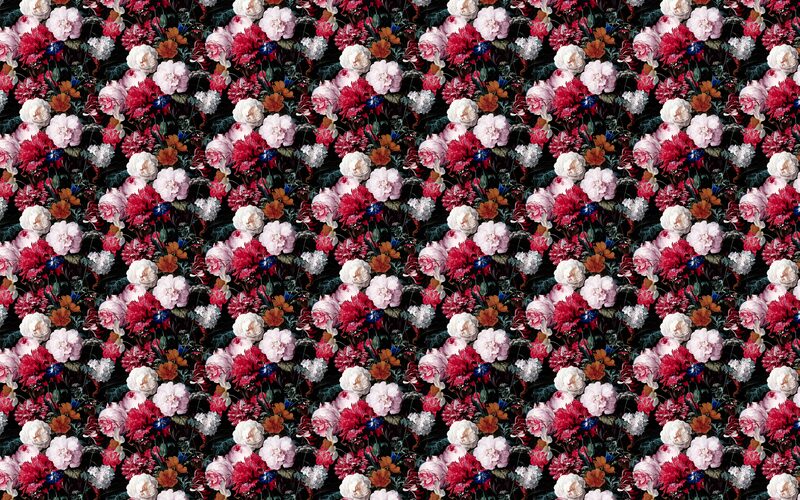 Papier peint intissé DUTCH FLOWERS coloris noir