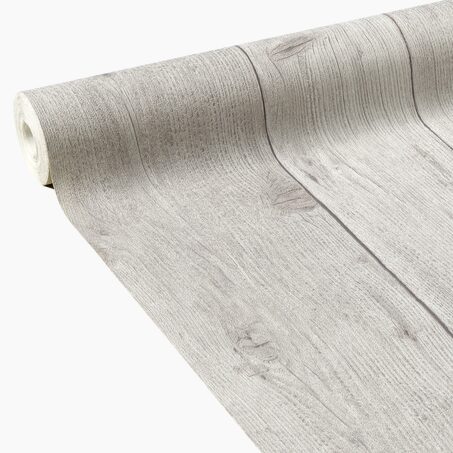 Papier peint intissé WOOD BOARD coloris gris perle