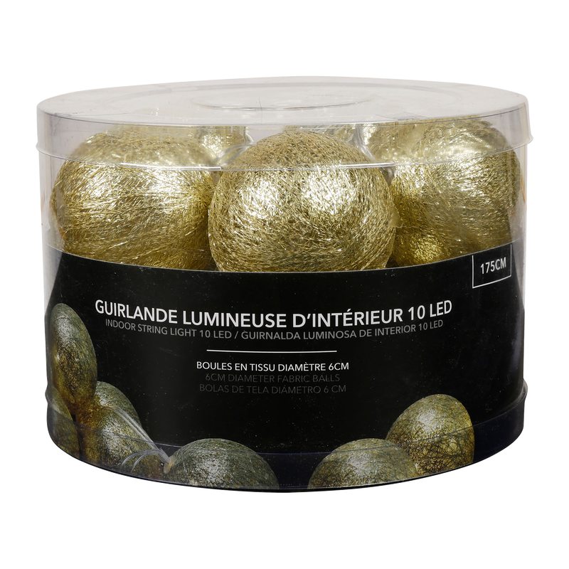 Guirlande lumineuse boule KIMY METAL coloris or