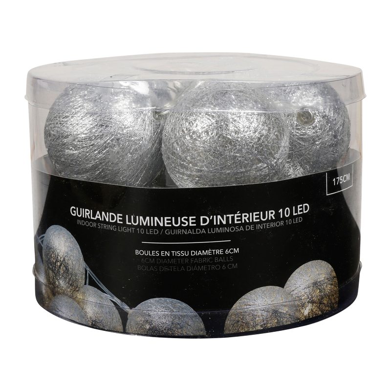 Guirlande lumineuse boule KIMY MÉTAL coloris argent