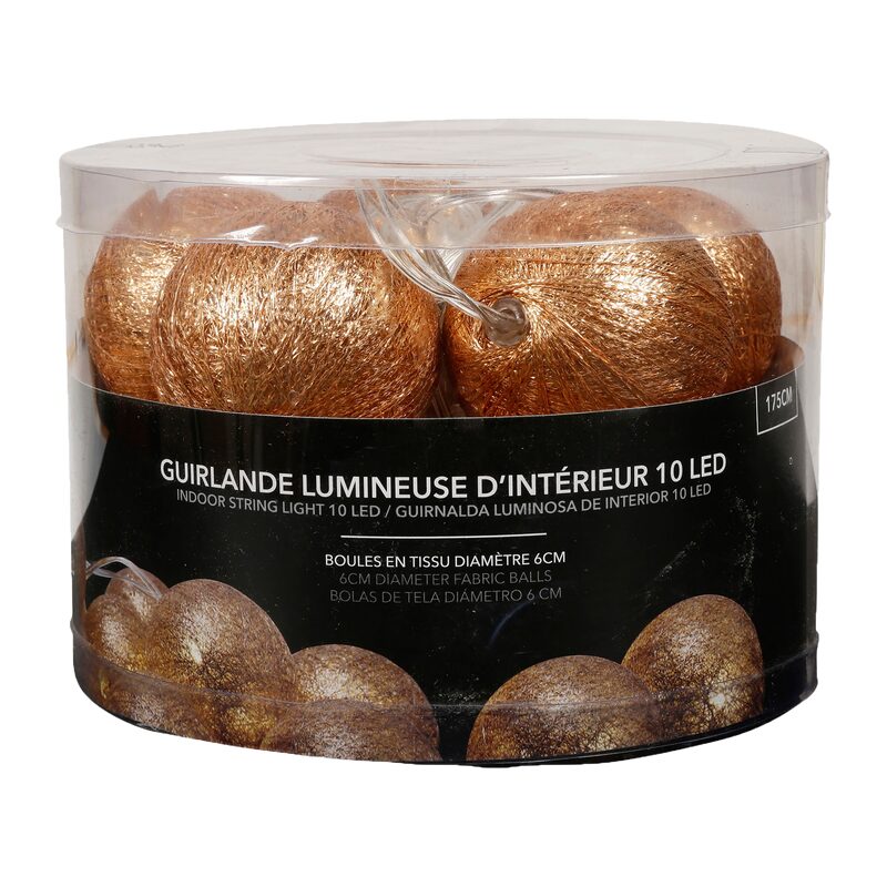 Guirlande lumineuse boule KIMY METAL coloris cuivre