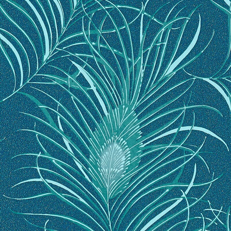 Papier peint intissé PEACOCK coloris bleu paon