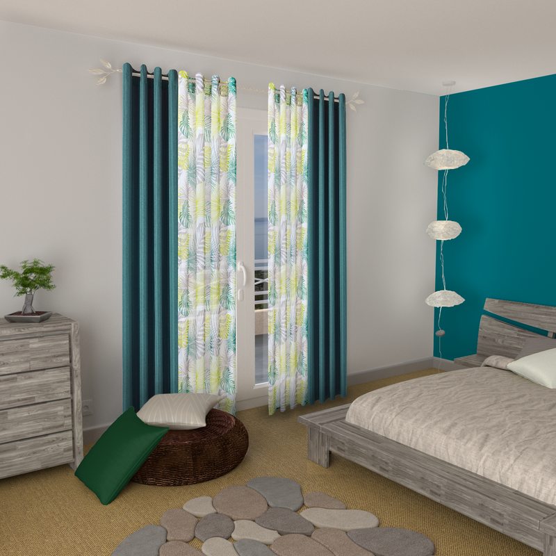 Voilage TROPIKA coloris vert tropical 140 x 240 cm