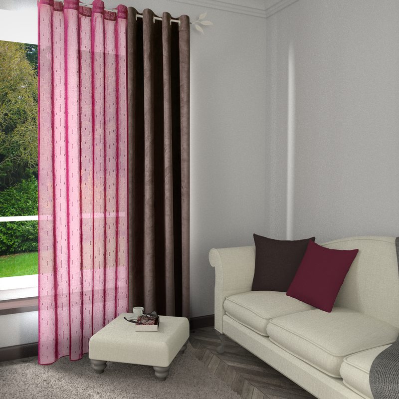 Voilage FILAMENT coloris framboise 140 x 240 cm