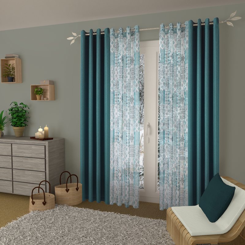 Voilage MOSAIC coloris bleu 140 x 240 cm