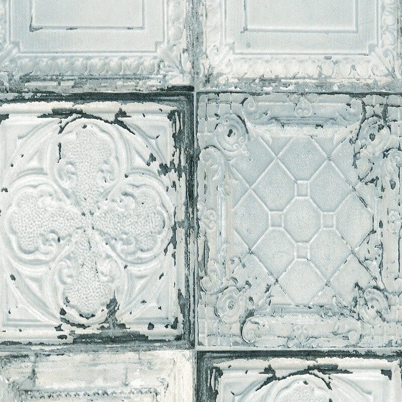 Papier peint intissé PLAQUES VICTORIENNES coloris Gris clair