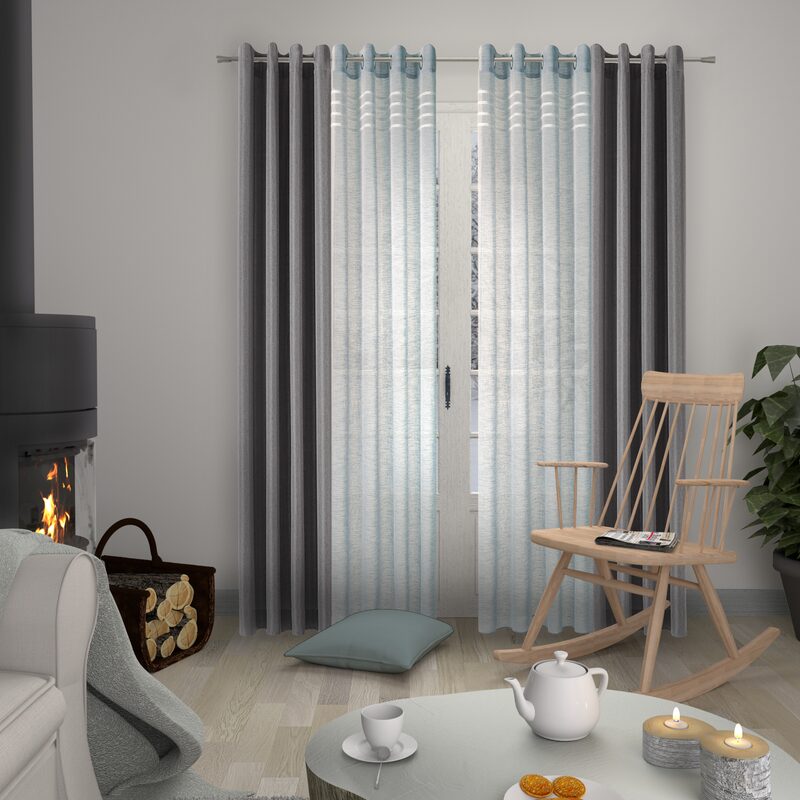 Voilage ADELA coloris bleu 140 x 240 cm