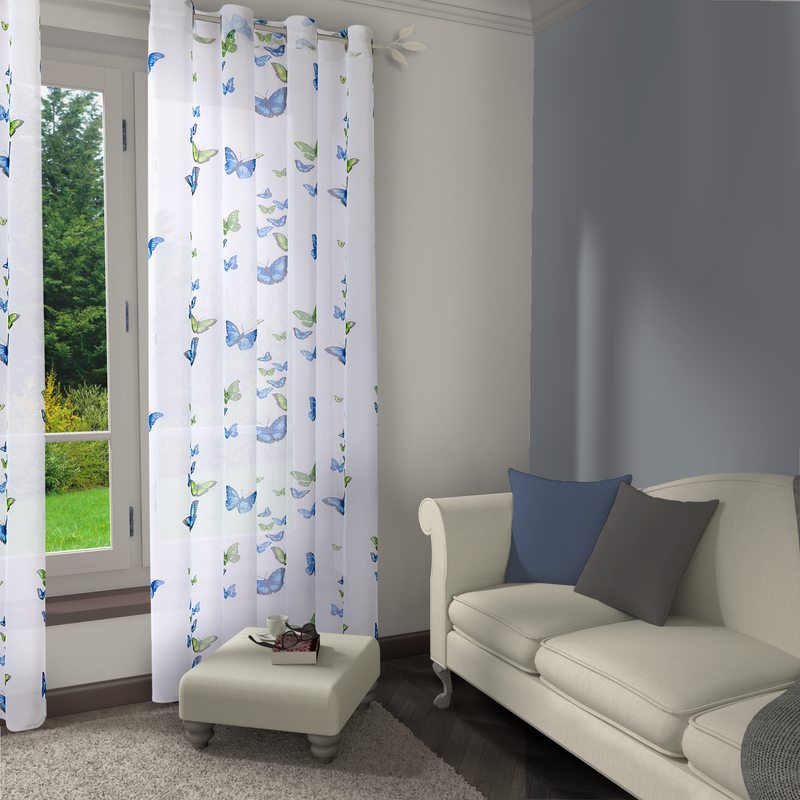 Voilage EMMA coloris bleu 140 x 240 cm
