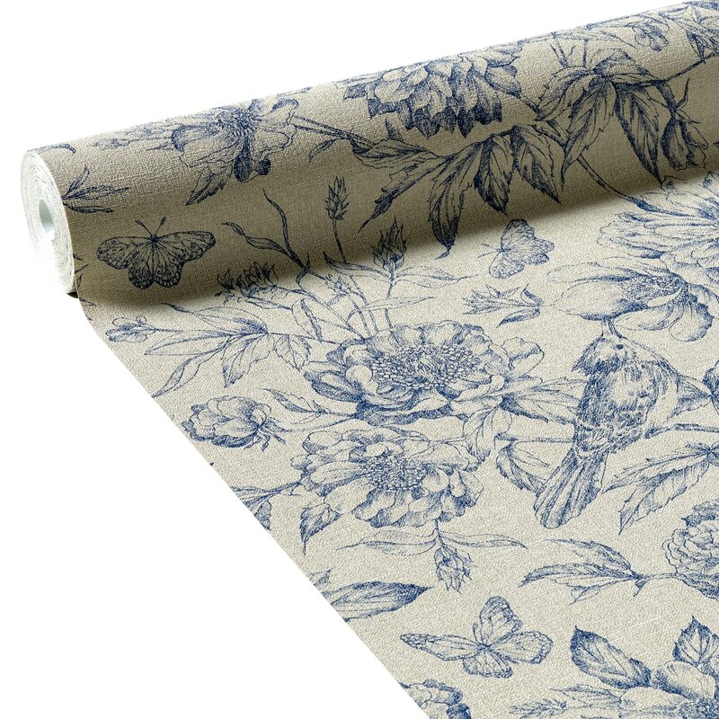 Papier peint intissé FLORENTINE GARDEN coloris bleu marine