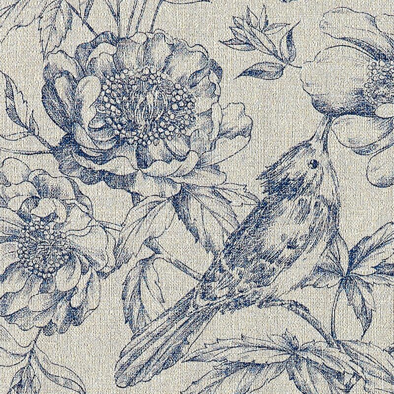 Papier peint intissé FLORENTINE GARDEN coloris bleu marine