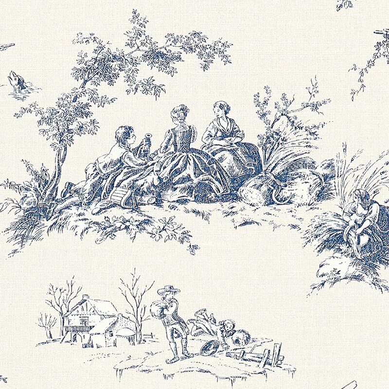 Papier peint intissé TOILE DE JOUY LAZY coloris blanc