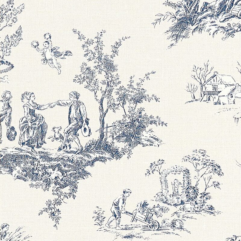 Papier peint intissé TOILE DE JOUY LAZY coloris blanc