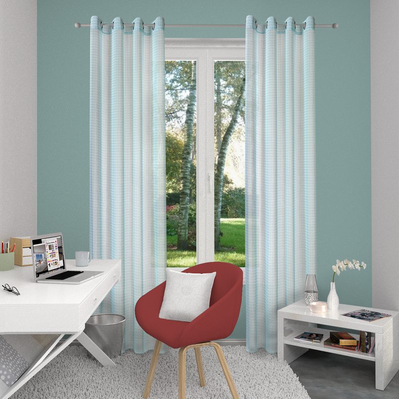 Voilage ULYSSE coloris bleu aqua 140 x 240 cm
