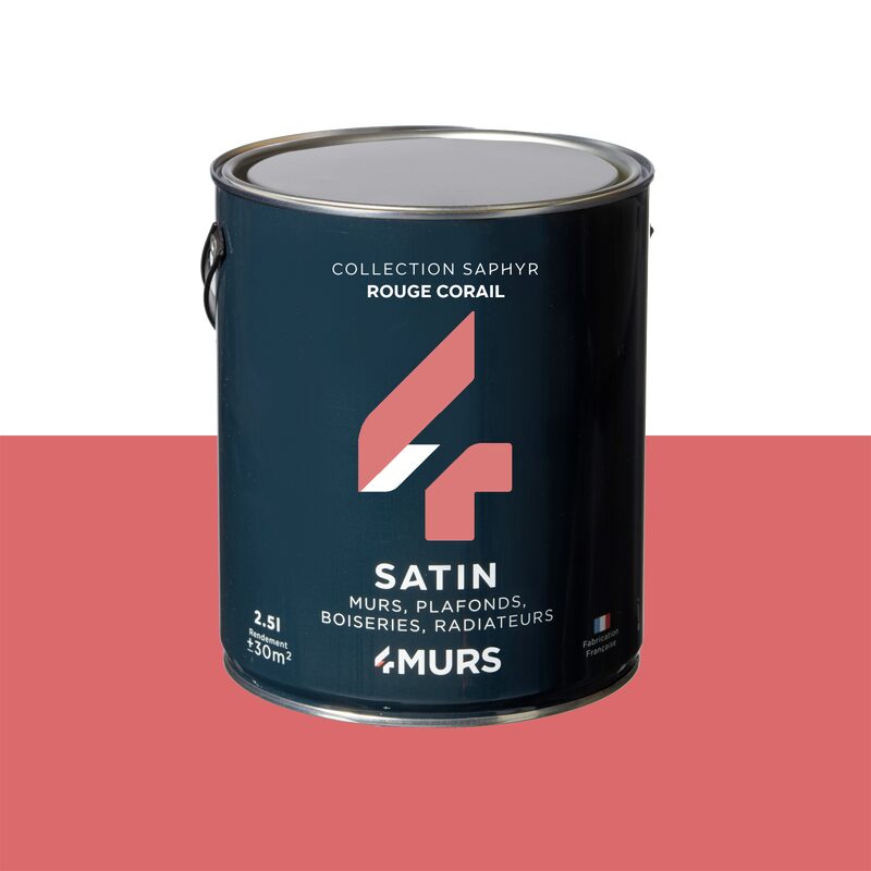 Peinture Multi-supports SAPHYR Alkyde rouge corail Satiné 2,5 L