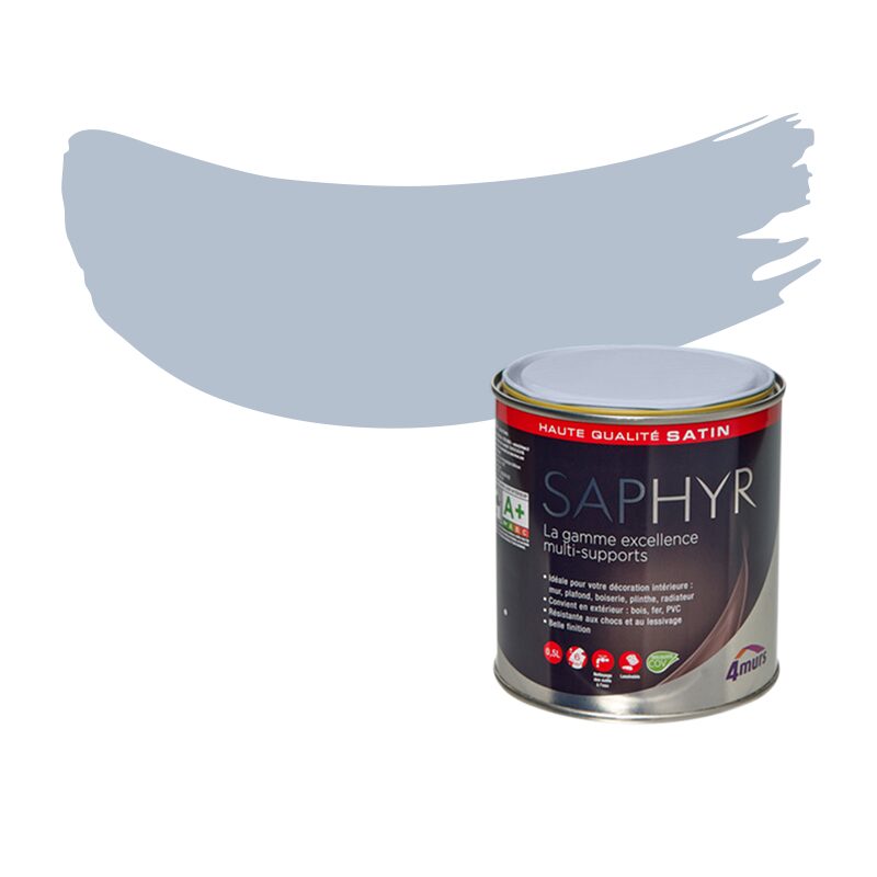 Peinture Finition SAPHYR Alkyde bleu tendre Satiné 0,5 L
