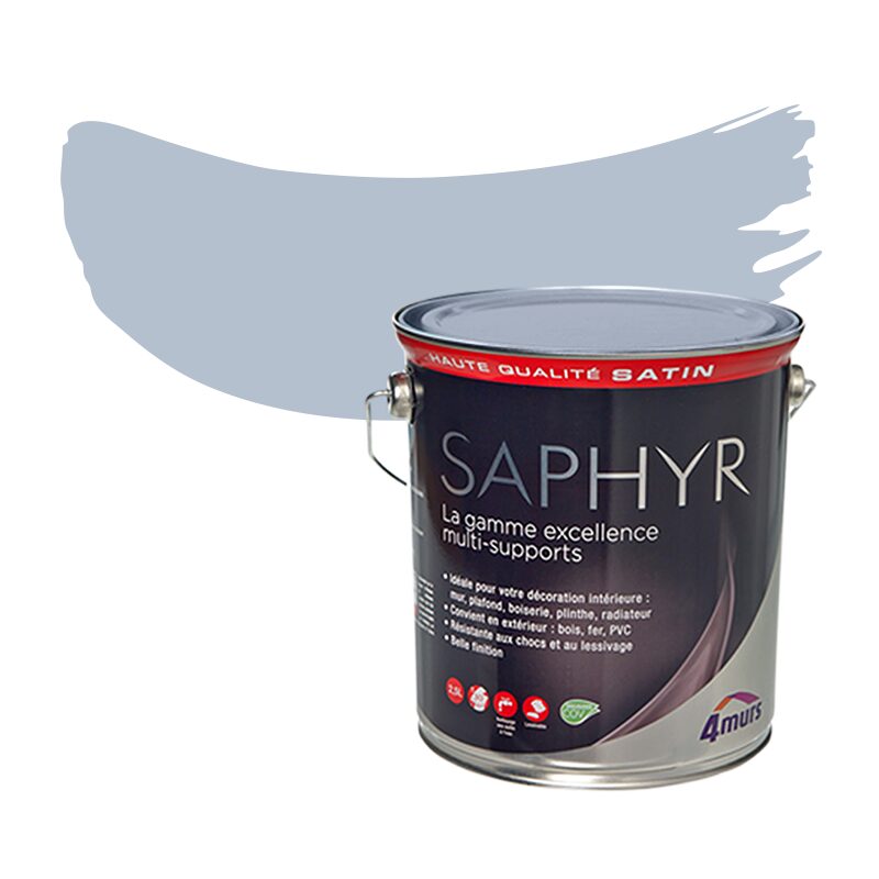 Peinture Multi-supports SAPHYR Alkyde bleu tendre Satiné 2,5 L