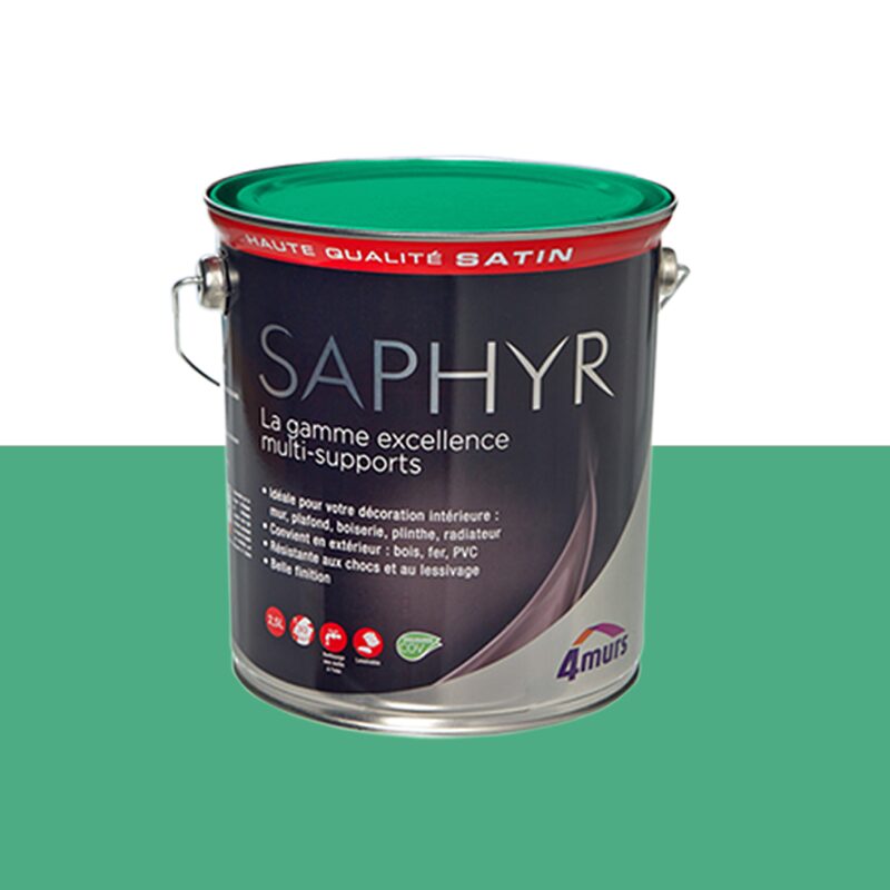 Peinture Multi-supports SAPHYR Alkyde vert Memphis Satiné 2,5 L
