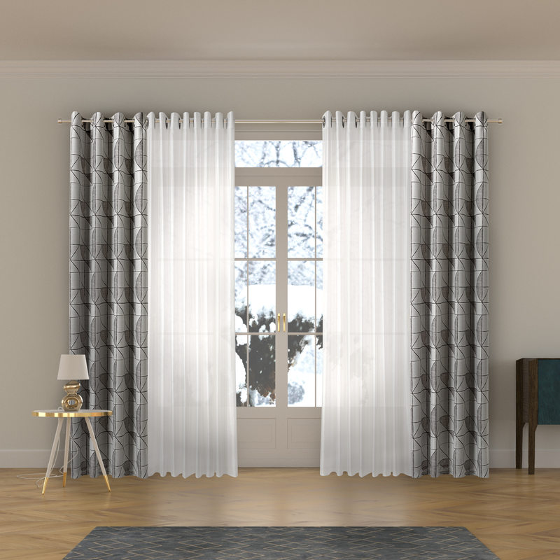 Rideau CADRI coloris gris 140 x 260 cm