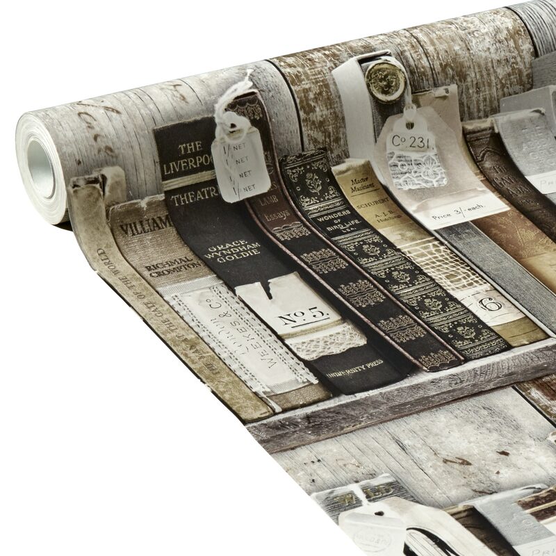 Papier peint intissé BIBLIOTHEQUE MATHILDE coloris blanc patiné