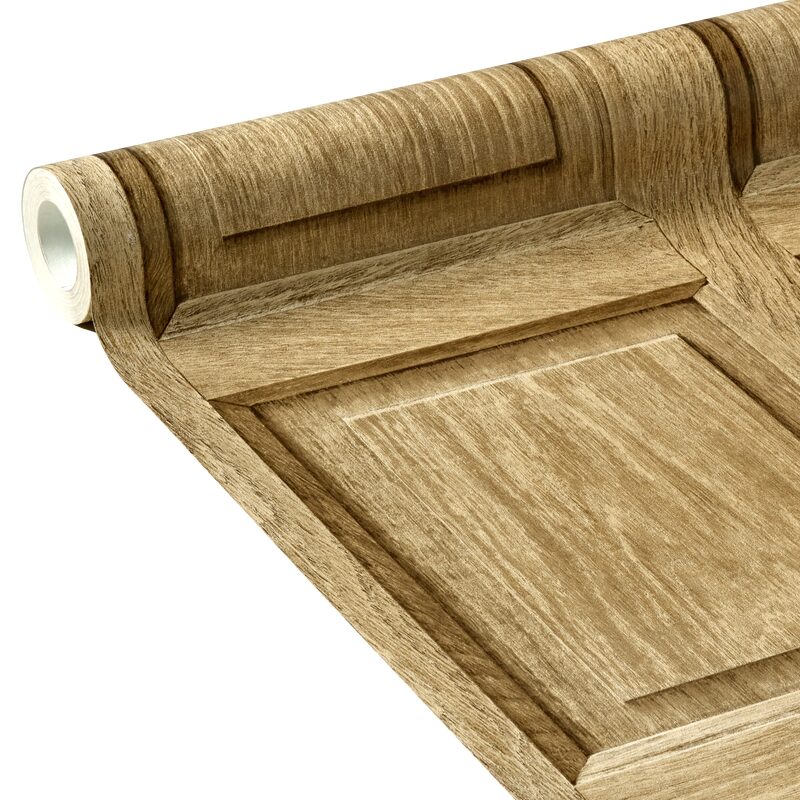 Papier peint intissé BOISERIE DE STYLE BY KOZIEL coloris chêne naturel