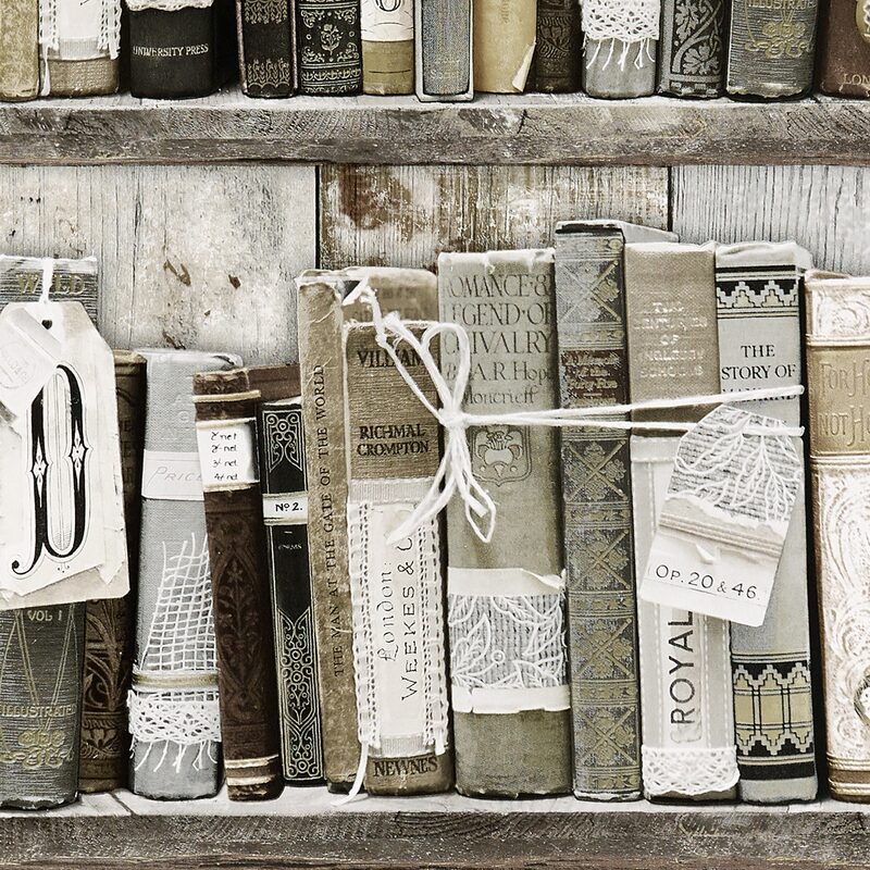Papier peint intissé BIBLIOTHEQUE MATHILDE coloris blanc patiné