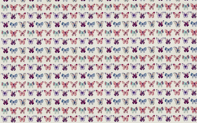 Papier peint PARADIS DES PAPILLONS coloris rose aquarelle