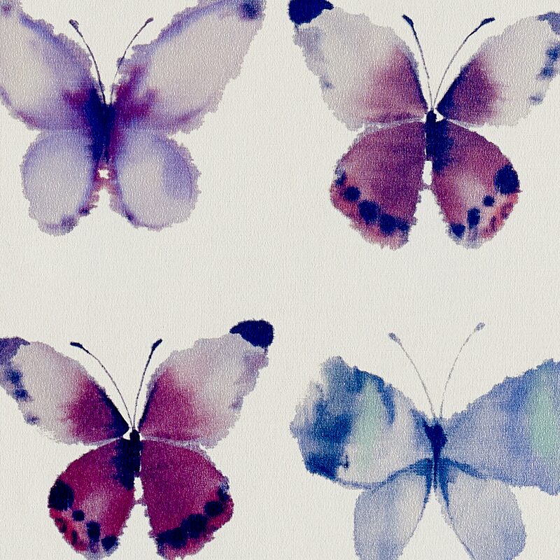 Papier peint PARADIS DES PAPILLONS coloris rose aquarelle