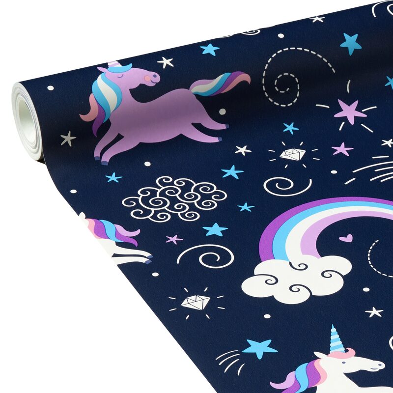 Papier peint intissé LICORNE coloris bleu nuit