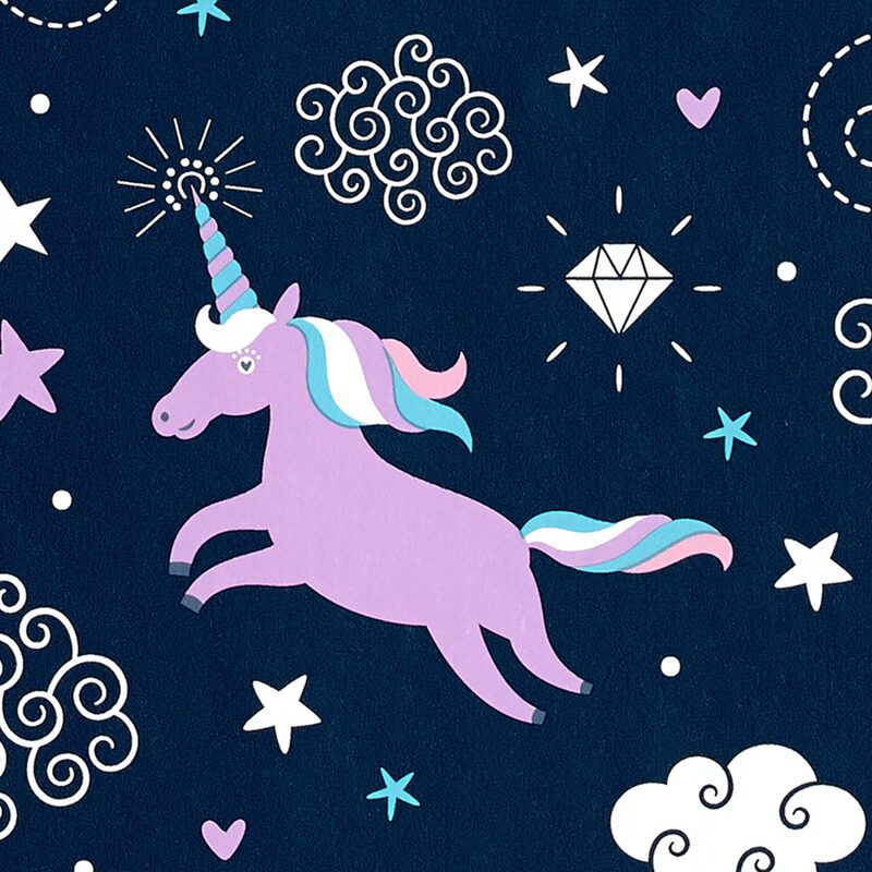 Papier peint intissé LICORNE coloris bleu nuit