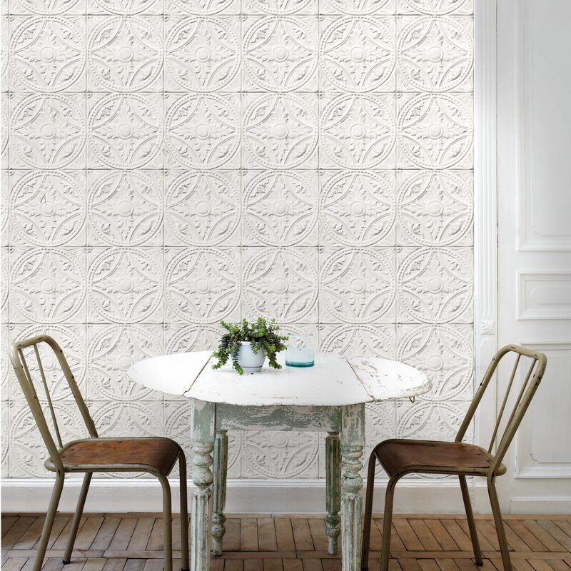 Papier peint intissé PLAQUES VICTORIA BY KOZIEL coloris blanc