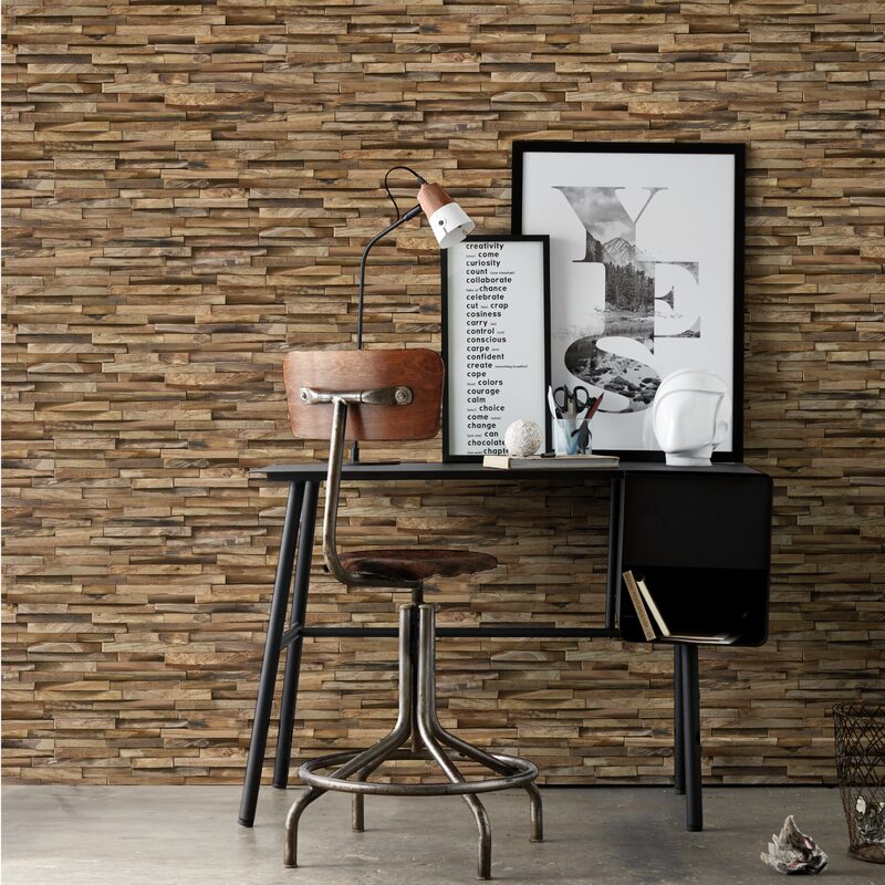 Papier peint intissé PAREMENT BOIS BY KOZIEL coloris chêne naturel