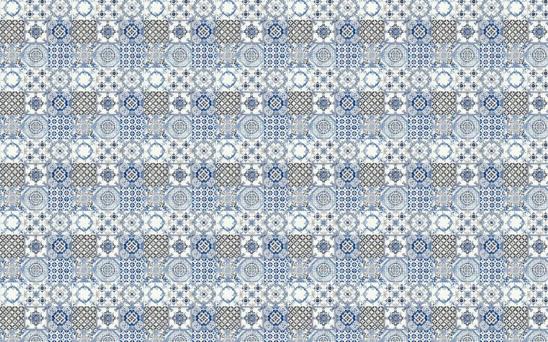 Papier peint vinyle IRINA coloris bleu