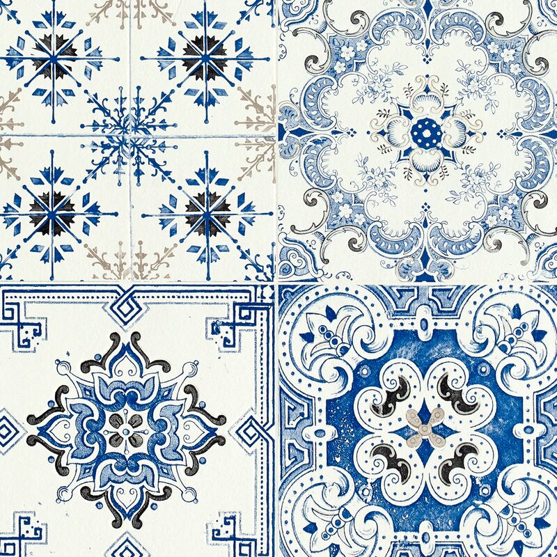 Papier peint vinyle IRINA coloris bleu