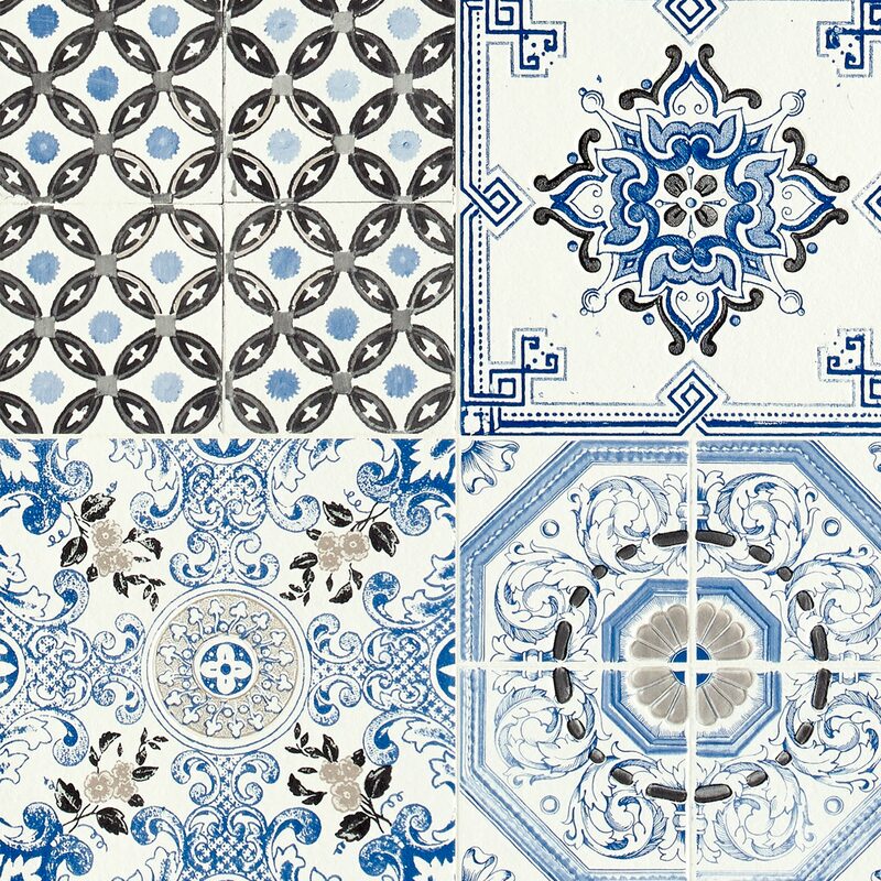 Papier peint vinyle IRINA coloris bleu