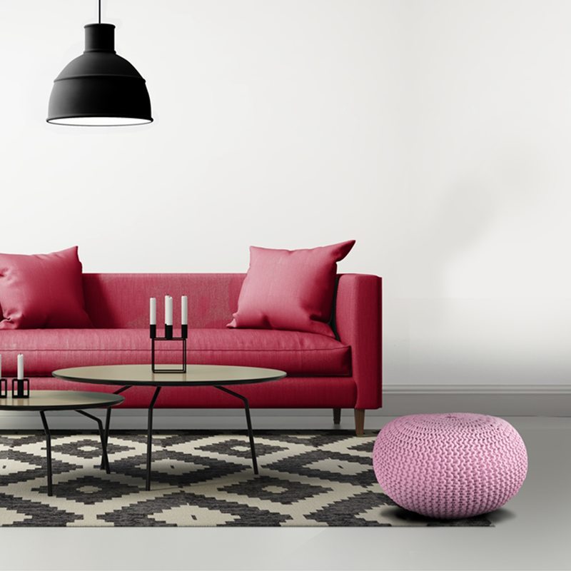 Pouf TRICOT coloris rose