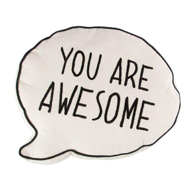 Coussin YOU ARE AWESOME SPEECH BUBBLE coloris blanc