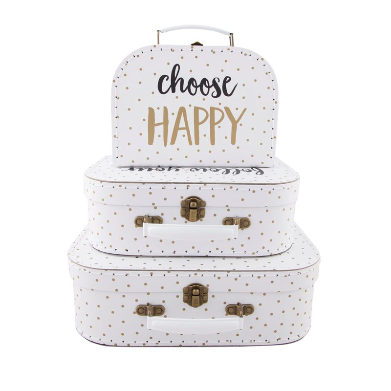 Boîte de rangement CHOOSE HAPPY X3 coloris blanc