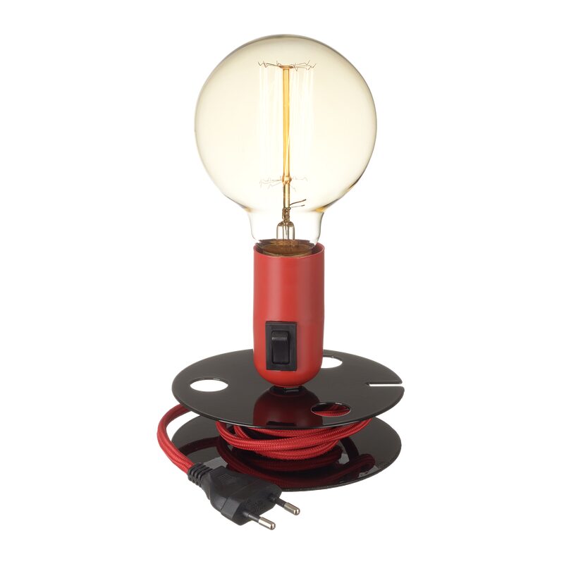 Lampe à poser BOBINE coloris rouge 23 x 12,5 cm