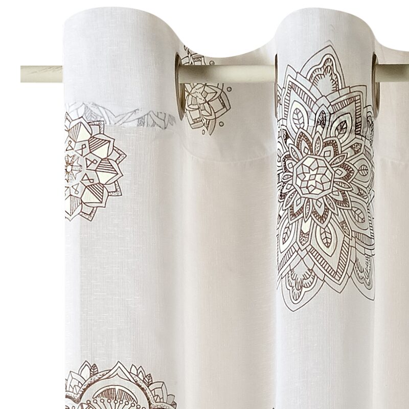 Voilage MANDALA coloris blanc 140 x 240 cm