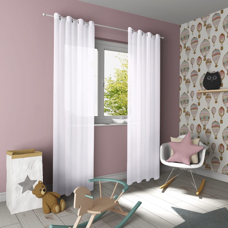 Voilage SWAN coloris mauve pastel 140 x 240 cm