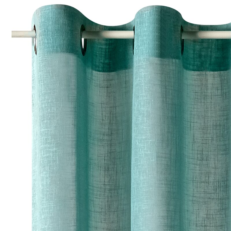 Voilage ASPECT LIN coloris bleu vert 145 x 260 cm