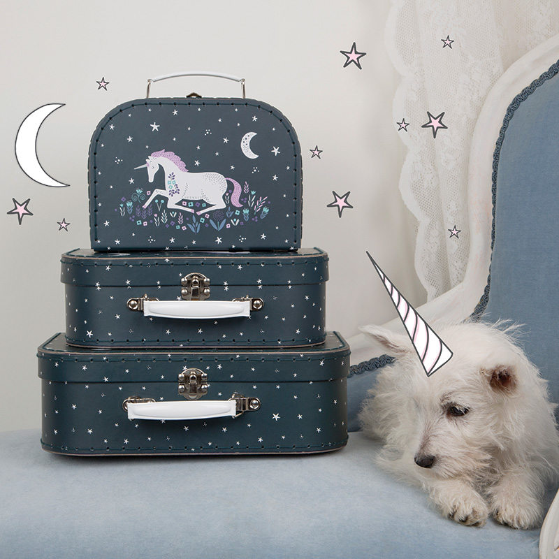 Boîte de rangement STARLIGHT UNICORN X3 coloris bleu nuit