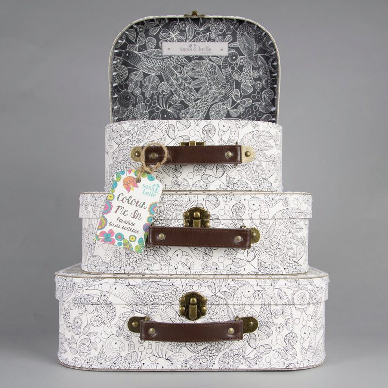 Boîte de rangement COLOUR ME IN TROPICAL BIRDS X3 coloris blanc