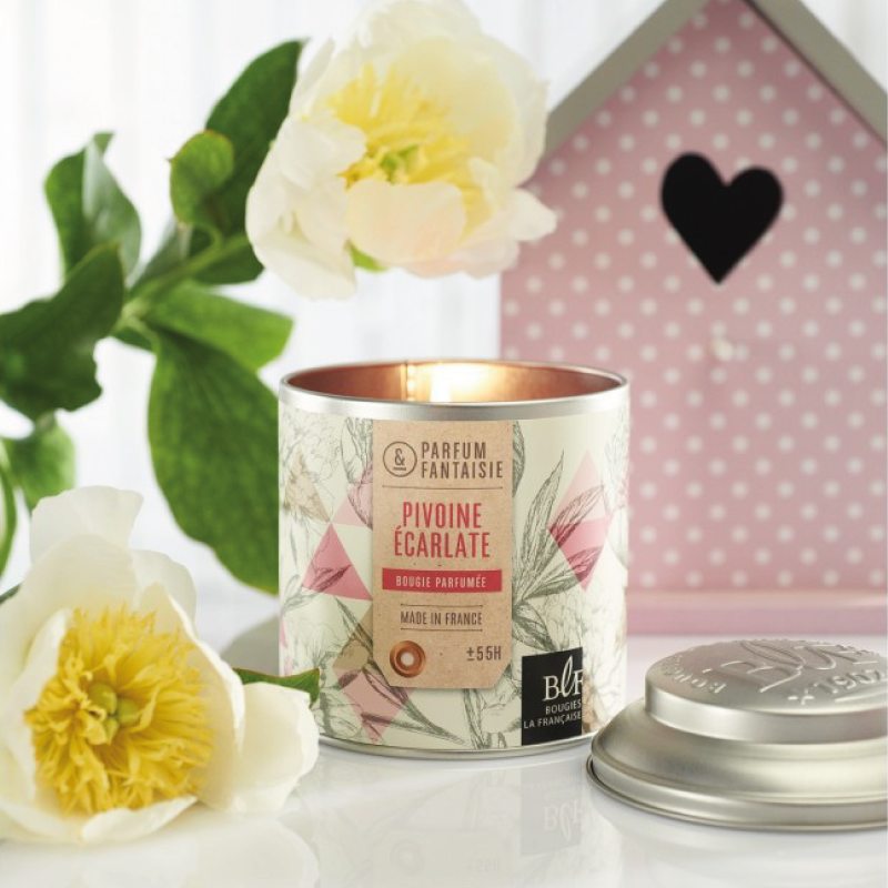 Bougie parfumée BOITE À THÉ pivoine écarlate