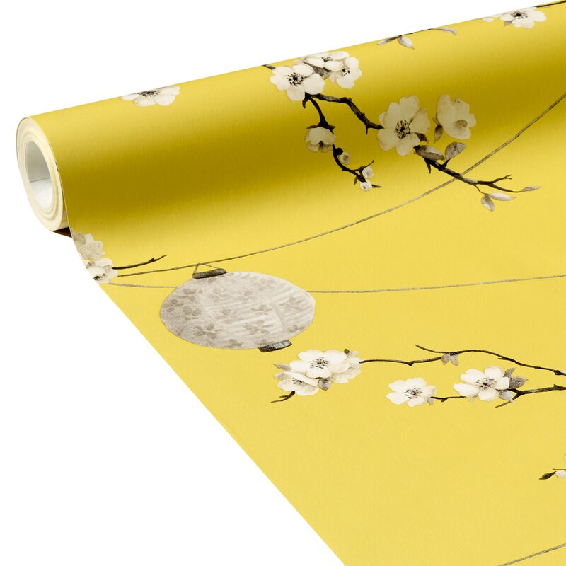 Papier peint intissé CHINESE GARDEN coloris jaune doux