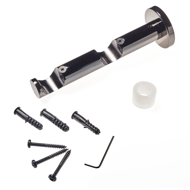 Support barre à rideau ZEN coloris noir miroir diamètre barre 2,8 cm longueur extensible de 8,5 à 16,5 cm