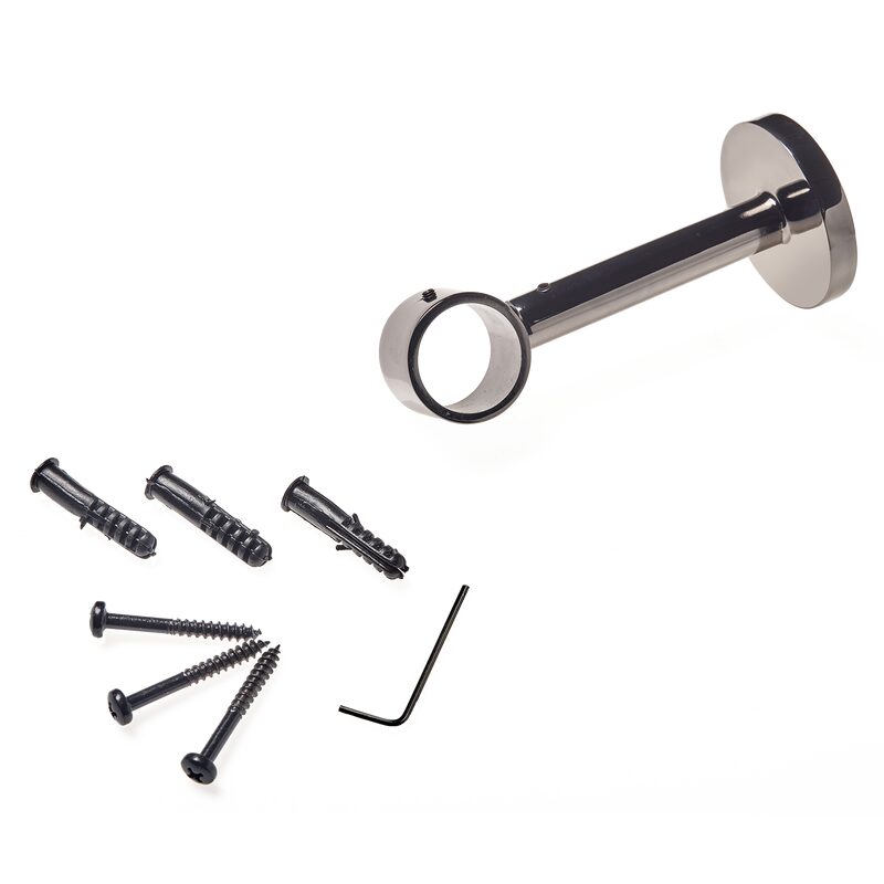 Support barre à rideau ZEN coloris noir miroir diamètre barre 2,8 cm longueur extensible de 10,8 à 16 cm