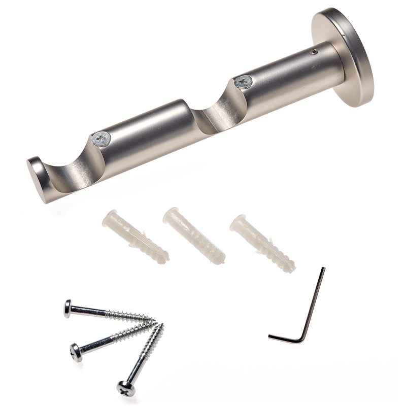 Support barre à rideau ZEN coloris nickel givré diamètre barre 2,8 cm longueur extensible de 8,5 à 16,5 cm