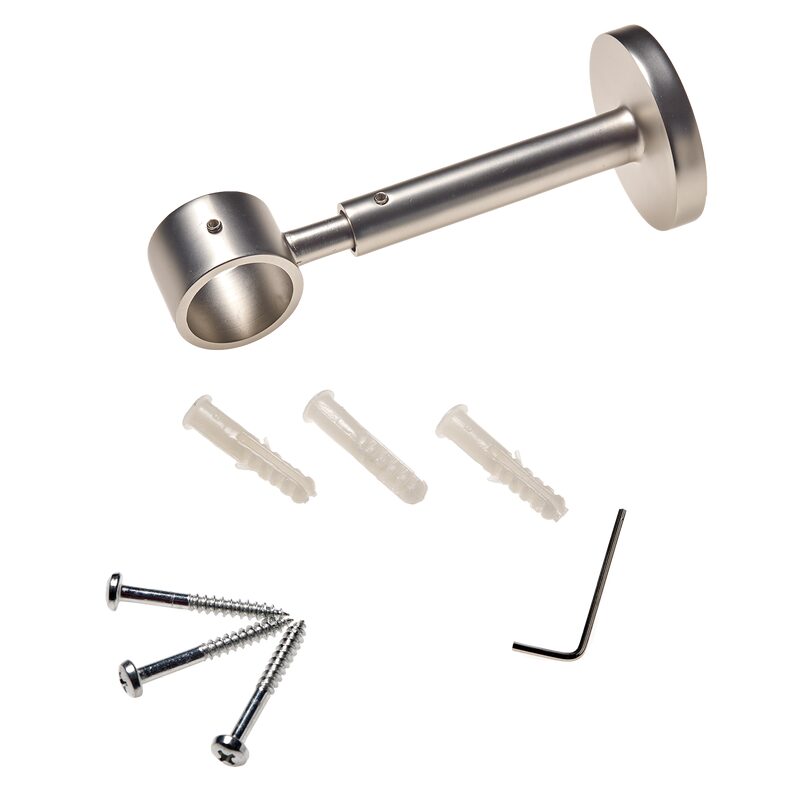 Support barre à rideau ZEN coloris nickel givré diamètre barre 2,8 cm longueur extensible de 10,8 à 16 cm