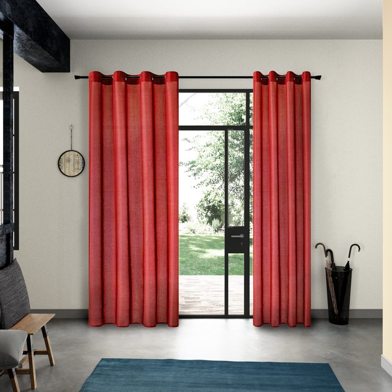 Rideau VOLCANIC coloris rouge coquelicot 140 x 260 cm